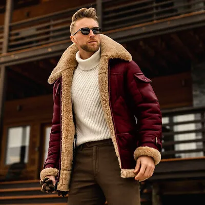 Stylish Men's Shearling Winter Jacket With Sherpa Lining - Warm & Windproof • $59.99