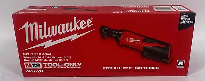 Milwaukee M12 2457-20 12V Li-Ion 3/8'' Cordless Ratchet - Red • $84.47
