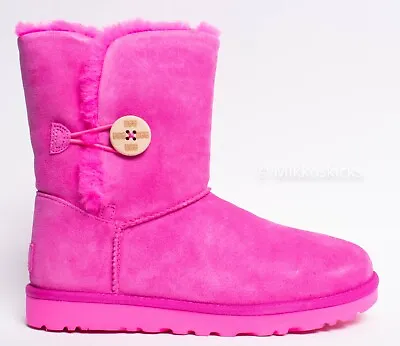 US Size 8 - UGG Women's BAILEY BUTTON Shearling Suede Leather In Purple Ruby • $128.34
