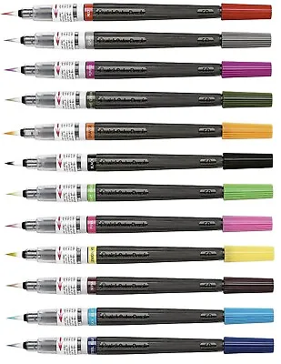 Pentel Arts Colour Brush Pen Set Manga Calligraphy Water Based Refillable 12Pack • £54.99