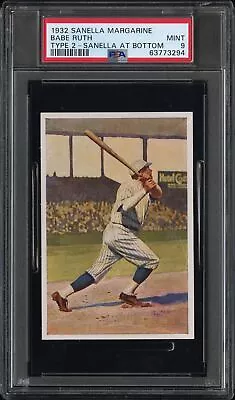 1932 Sanella Margarine Babe Ruth PSA 9 SANELLA AT BOTTOM • $27500