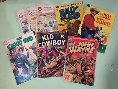 Lot Of 8 Western Comics Billy The Kid Hopalong John Wayne Wild Bill Cisco Kid... • $48