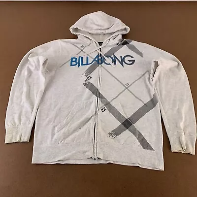 Billabong Men's Size Large Light Heather Gray Logo Graphic Full Zip Hoodie *Flaw • $13.32