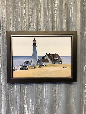 Vintage Edward Hopper Portland Head Lighthouse Painting Picture Print Maine US • £35