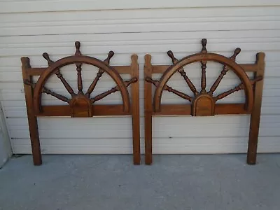 Pair TWIN Size Headboards Pirate Nautical 2 Coastal Ship Wheel Sailing Buccaneer • $450