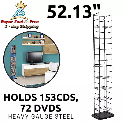 Steel Media Tower Rack Storage Organizer CD DVD Video Game Blu Ray Shelf Stand • $61.57