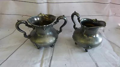 Set Of 2 Vtg Meriden B Company #2027 Silver Plate Footed Sugar Bowl And Pitcher • $44.99