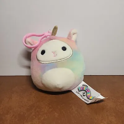 Squishmallow Clip On - Tie Dye Unicorn 4  Plush Keychain Backpack Clip On • $7.99