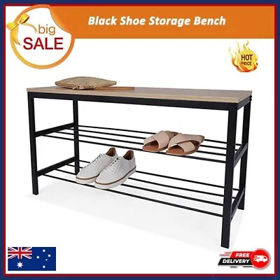 $61.76 • Buy Black Shoe Storage Bench 2 Tiers Large Load-bearing Shoe Rack Bench Shoes Cabine
