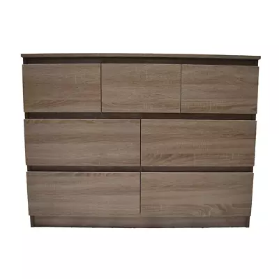 Rustic Brown Oak 7 Drawer Merchant Chest Modern Furniture Home Office Hallway • £129.99