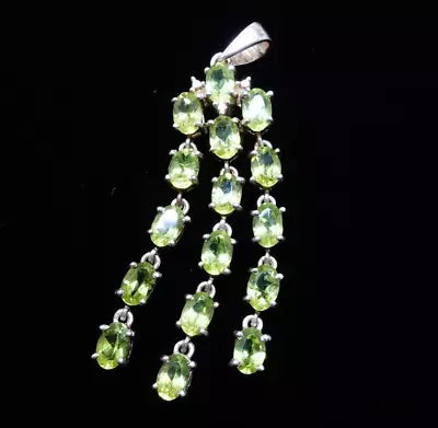 QJ Sterling Silver Vintage Peridot Gemstone Chandelier Pendant 2.25' • $99.99