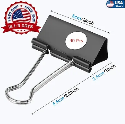 Extra Large Binder Clips (40Pack) 2 Inch Big Paper Clamps For Office Supplies • $15.90