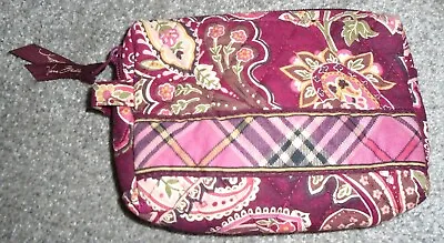 Vera Bradley Piccadilly Plum Lined Zip Close Cosmetic Bag Pouch Travel Retired • $11.97