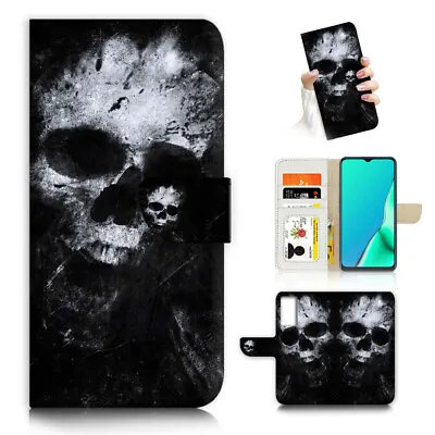 $13.99 • Buy ( For Oppo A57 / A57S ) Wallet Flip Case Cover AJ23713 Horror Skull