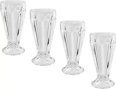 4 X Milkshake Glass Dessert Sundae Ice Cream Glasses American Style Soda - 350ml • £11.95