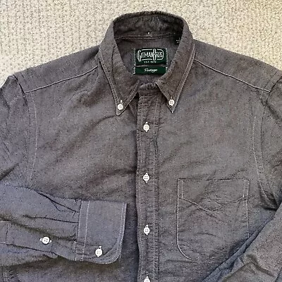 Gitman Vintage Small Gray Chambray Button Front Shirt Made In USA • $60