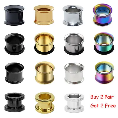 $3.99 • Buy PAIR Mix Style Surgical Steel Screw & Flared Tunnels Ear Gauge Plugs Piercing