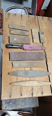 Lot Of 10 Old Used Vintage Antique Sharpening Wet Stone Hone Lot • $59.99