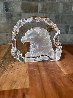 D'Arques Clear Crystal Art Glass Paperweight Etched EAGLE Made In France • $9.99