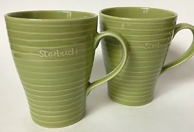 $16 • Buy Set Of 2 Starbucks Mugs Sage Green Ribbed 2009 Design House Stockholm Coffee Tea