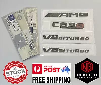 Mercedes AMG C63S V8 BITURBO Gloss Black Trunk Emblem Badge Kit C205 W205 S205 R • $65.99