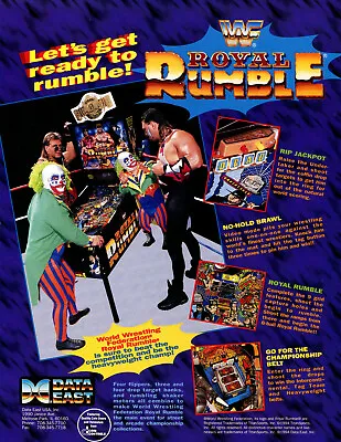 Royal Rumble WWF Data East Pinball Flyer / Brochure / Ad Mint • $13.95