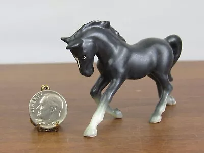 Vintage Porcelain Horse Figurine 2  Black Scrambling / Playful Foal Japan • $18