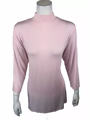 H By Halston Women's Essentials Mock Neck 3/4-Sleeves Tunic Pale Pink Large Size • $10