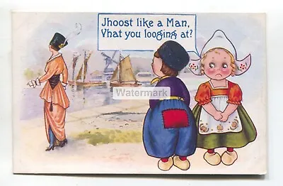 £0.99 • Buy Bamforth  Dutch Kids  Postcard No. 222 - Boy Looks At Posh Lady, Upsets His Girl