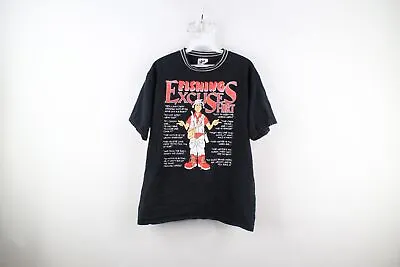 Vintage 90s Mens Large Faded Spell Out Fishing Excuses Short Sleeve T-Shirt USA • $38.21