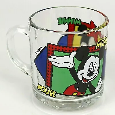 Disney Glass Mug Anchor Hocking Mickey And Minnie Mouse 8 Oz Primary Colors • $5.95