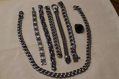 Stainless Steel Mens Biker Jewelry Lot 7 Peices • $115
