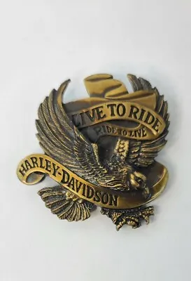 HARLEY DAVIDSON EAGLE RIDE TO LIVE VINTAGE 1970s RAINTREE BELT BUCKLE NEW • $28.95