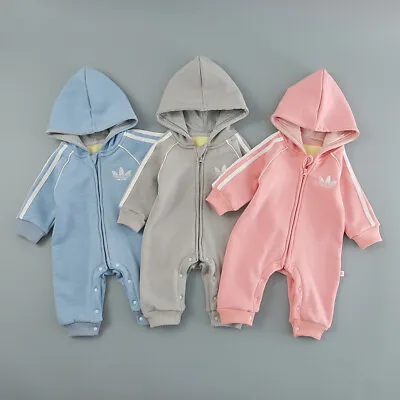 £10.99 • Buy Top Baby Newborn Toddller Boys Girls Winter Warm HOODED Romper Bodysuit Outfit