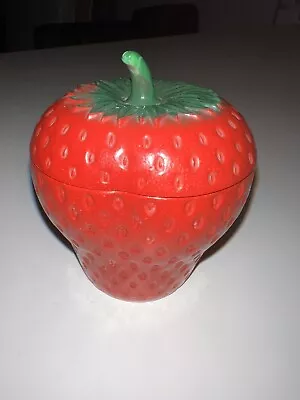 Vintage Hazel Atlas Strawberry Fruit Jam Jelly Condiment Lidded Jar. Small Chip • $6.99
