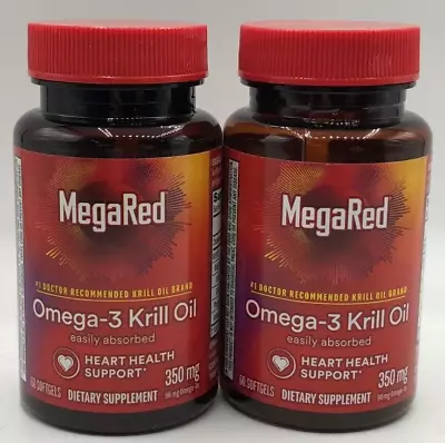 2PK MegaRed Omega-3 Krill Oil 350mg ~ 60 SoftGels Each ~ EXP 7/24 ~ FAST SHIP! • $22.95