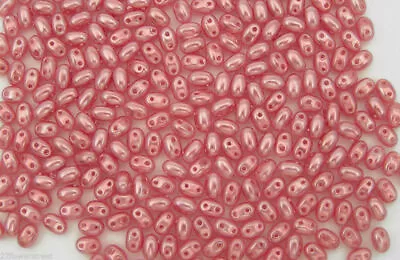 $2.99 • Buy John Bead Czech Duo / Twin Seed Beads 2.5x5mm Rose Pink Pearl Color With 2 Holes