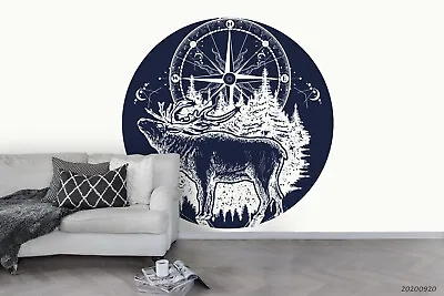 3D Compass Elk Wallpaper Wall Mural Removable Self-adhesive Sticker5913 • $269.99