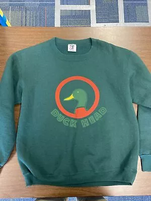 Vintage 1980s Duck-Head Crewneck-Sweatshirt Medium Green Duck-Tail • $25