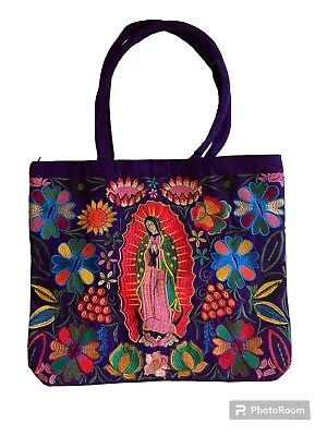 Embroidered Mexican Tote Purple • $28