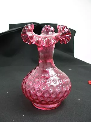 Vintage Fenton Glass Vase Pink Cranberry GC • $45
