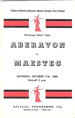Aberavon v Maesteg 11 October 1980 RUGBY PROGRAMME • £4.99
