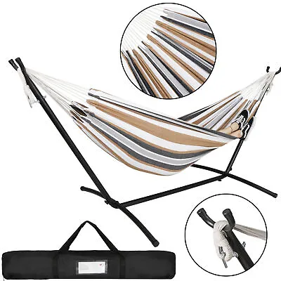 Portable Hammock Fit 2 Persons W/Stand Carrying Case Outdoor Recreation Camping • $59.58