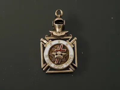 $2999 • Buy Estate 10k Rose Gold Knights Templar Pendant, Antique In Hoc Signo Vinces Medal,