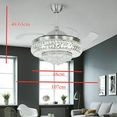 LED Chandelier Crystal Ceiling Fan Light Pendant Lamp Modern Lighting Fixture US • $107.35