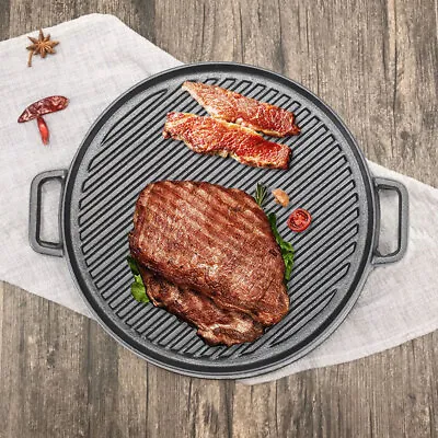 £24.95 • Buy Cast Iron Grill Pan Skillet Griddle Frying Plate Grills For Stove Top Hob Oven