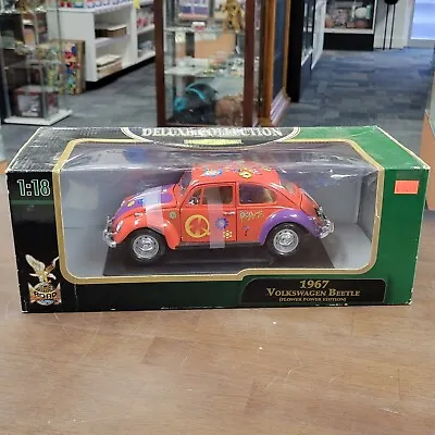 Road Legends 1/18 Die-Cast 1967 Volkswagen Beetle Flower Power Peace Bug #92079 • $20