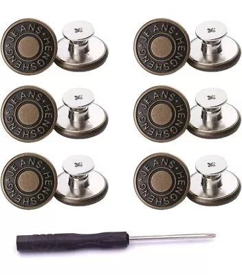 12 Pcs Button For Sewing Metal Jeans 17 Mm No-Sew Nailess Removable Metal Jeans • $12.98