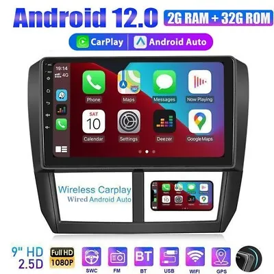 9  Carplay Android 12 Car GPS Radio Stereo For Subaru Forester Impreza 2008-2014 • $125.99