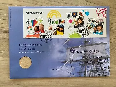 GB 2010 UK ROYAL MINT GIRLGUIDING CENTENARY 50p COIN COVER  BUNC PNC FDC • £3